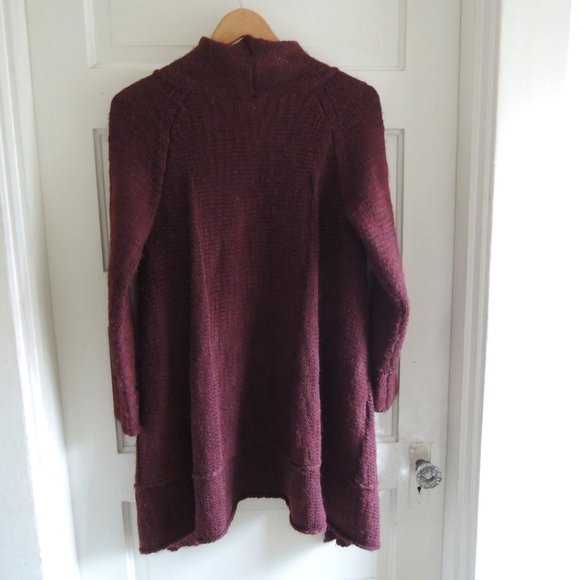 Soft Surroundings Burgundy Alpaca Blend Open Cardigan PS *Runs L - Picture 6 of 8